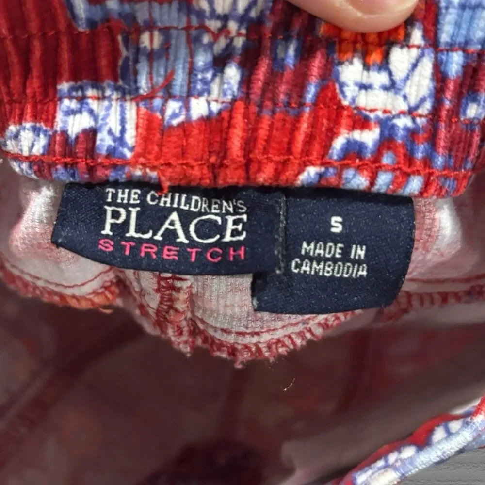 Children’s Place Corduroy Skirt S 5/6  Retro Floral 70s Inspired Mod Print Red